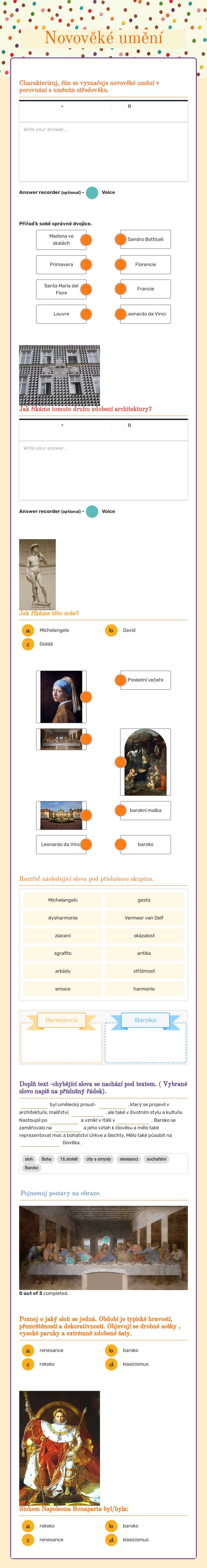 Novověké umění worksheet preview image