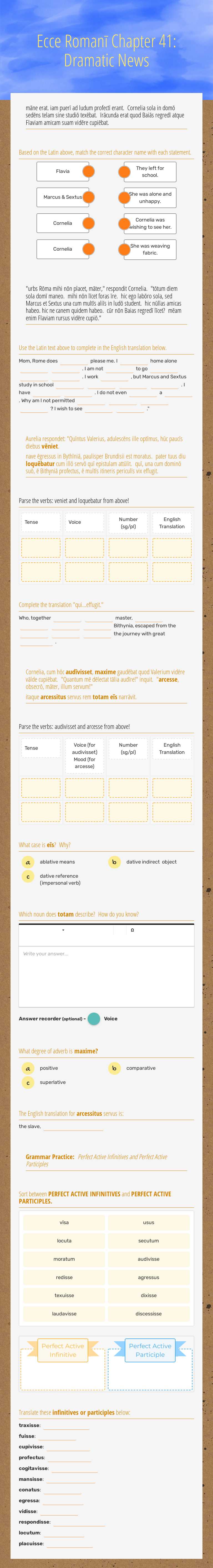 Ecce Romanī Chapter 41:   
 Dramatic News worksheet preview