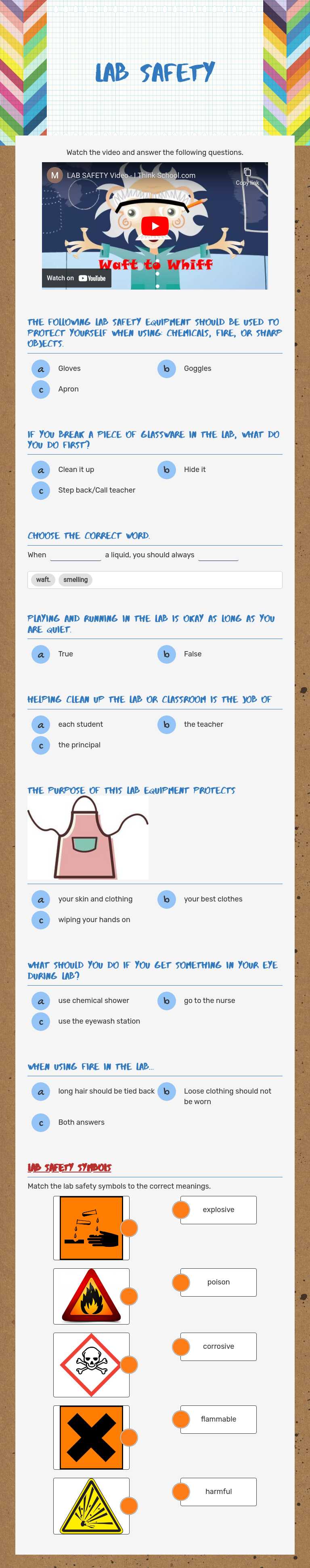 Lab Safety worksheet preview image