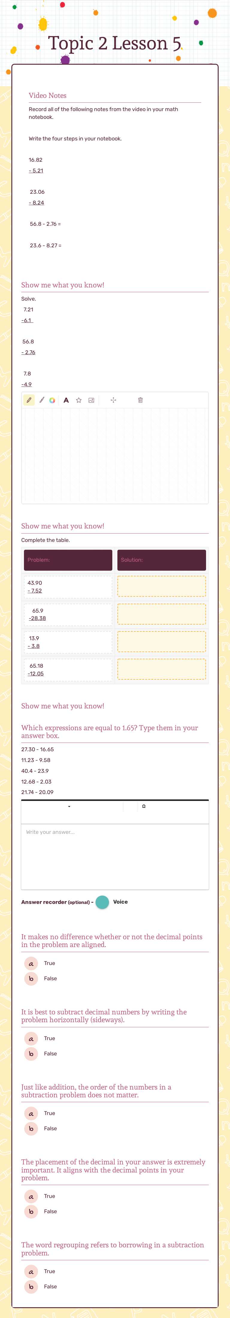Topic 2 Lesson 5 Grade 5 worksheet preview