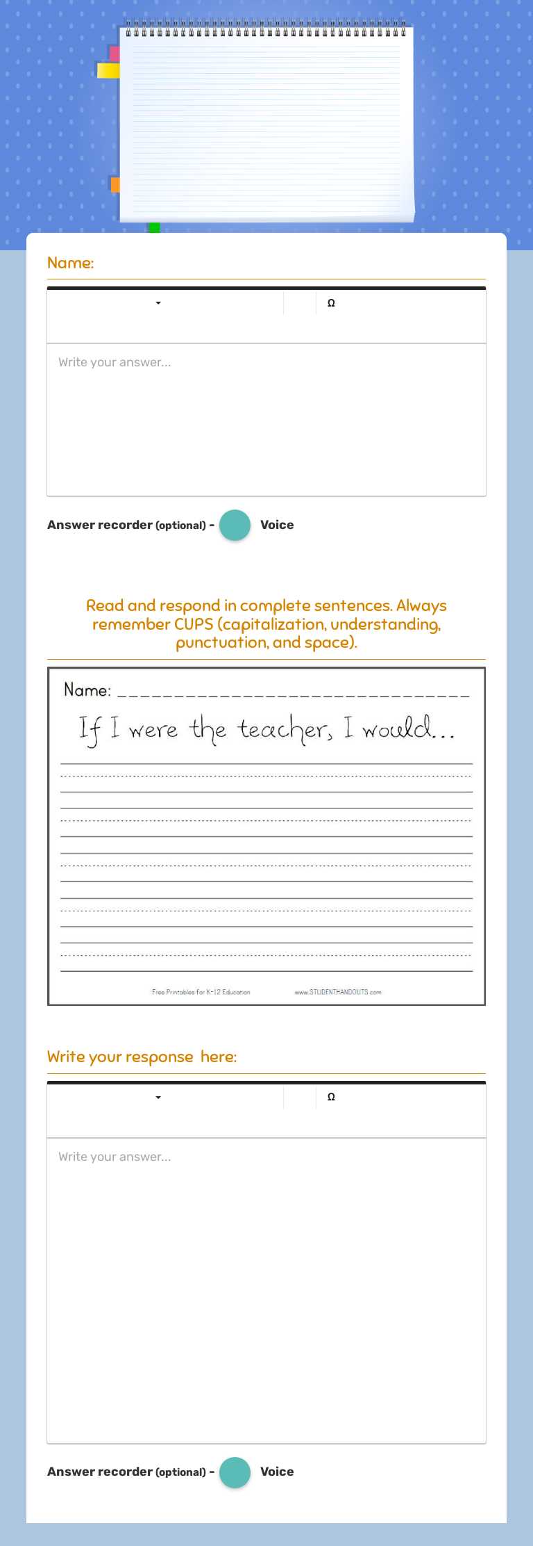 Writing 3/31 worksheet preview image