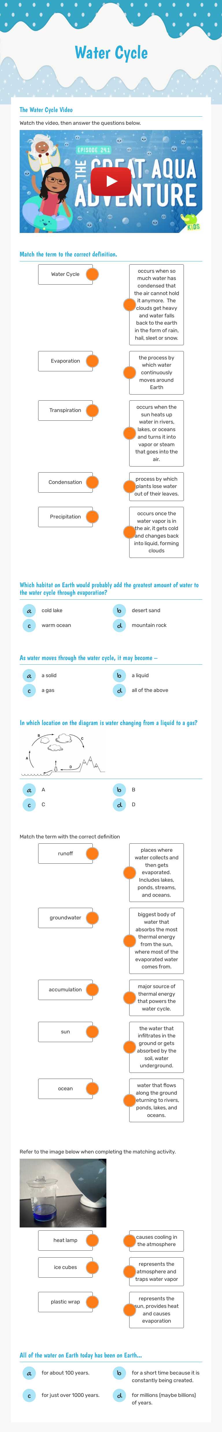 Water Cycle worksheet preview image