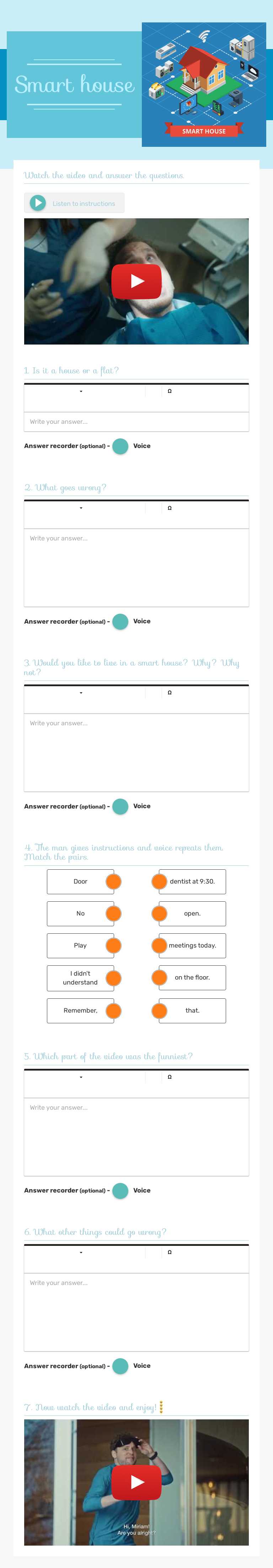 Smart house Grade 7 worksheet preview