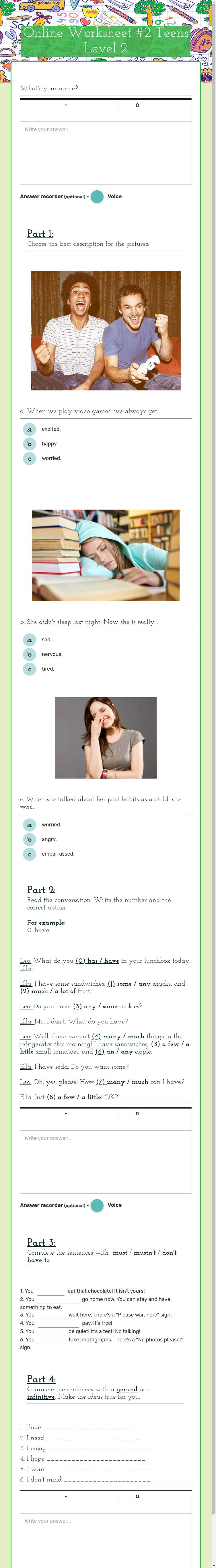 Online Worksheet #2
Teens Level 2 worksheet preview image
