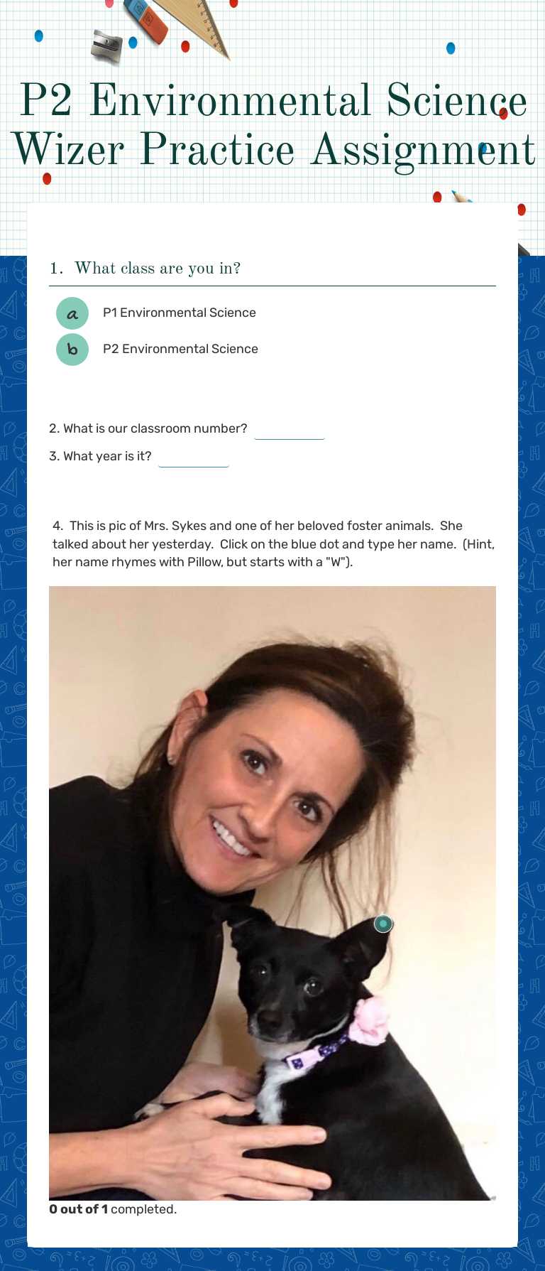 P2 Environmental Science Wizer Practice Assignment worksheet preview image