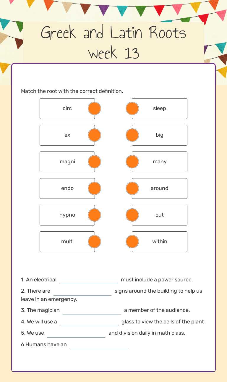 Greek and Latin Roots week 13 worksheet preview image