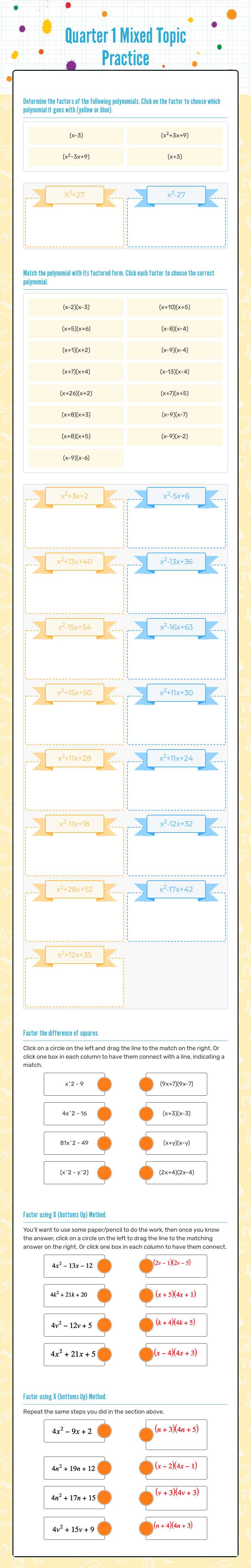 Quarter 1 Mixed Topic Practice worksheet preview image