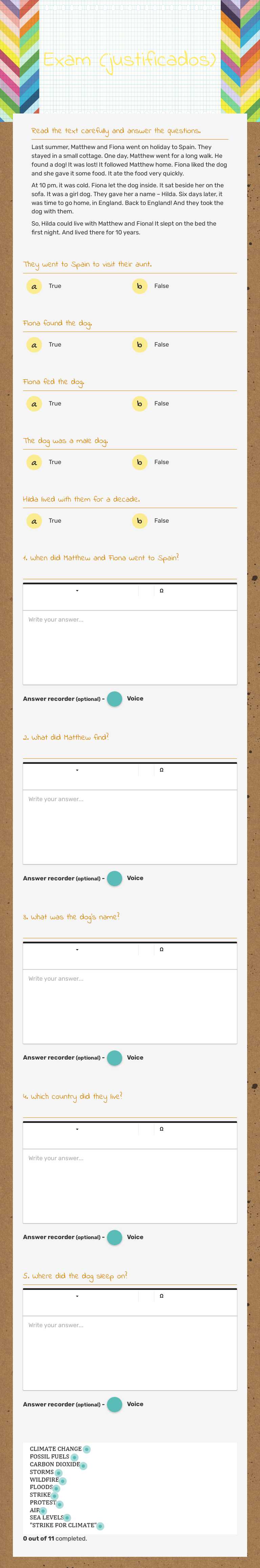 Exam (justificados) worksheet preview image