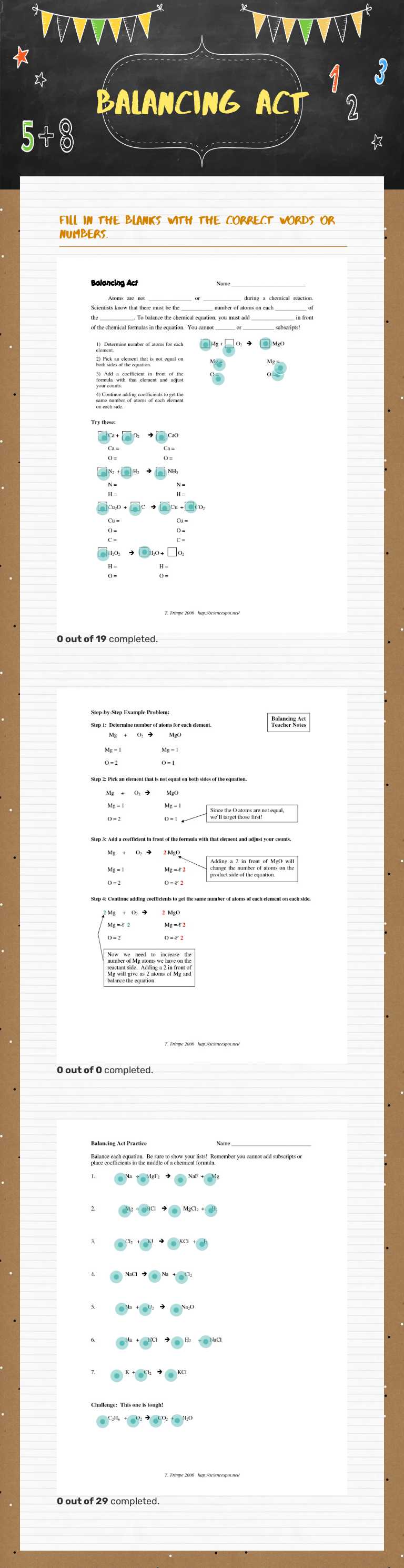 Balancing Act worksheet preview