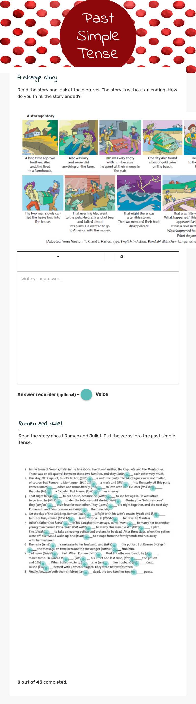 Past Simple Tense worksheet preview image