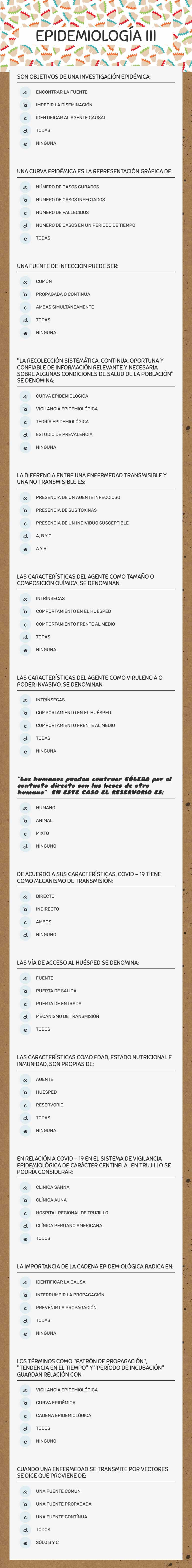 EPIDEMIOLOGÍA III Grade 4 worksheet preview