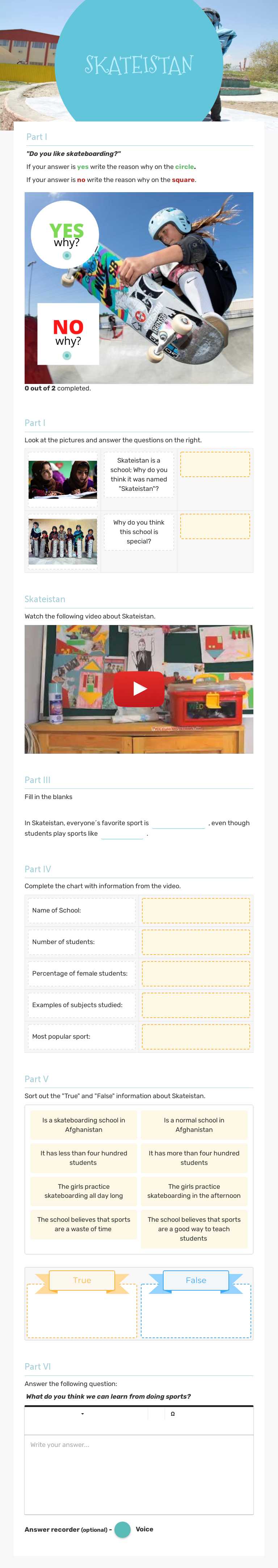 SKATEISTAN worksheet preview image