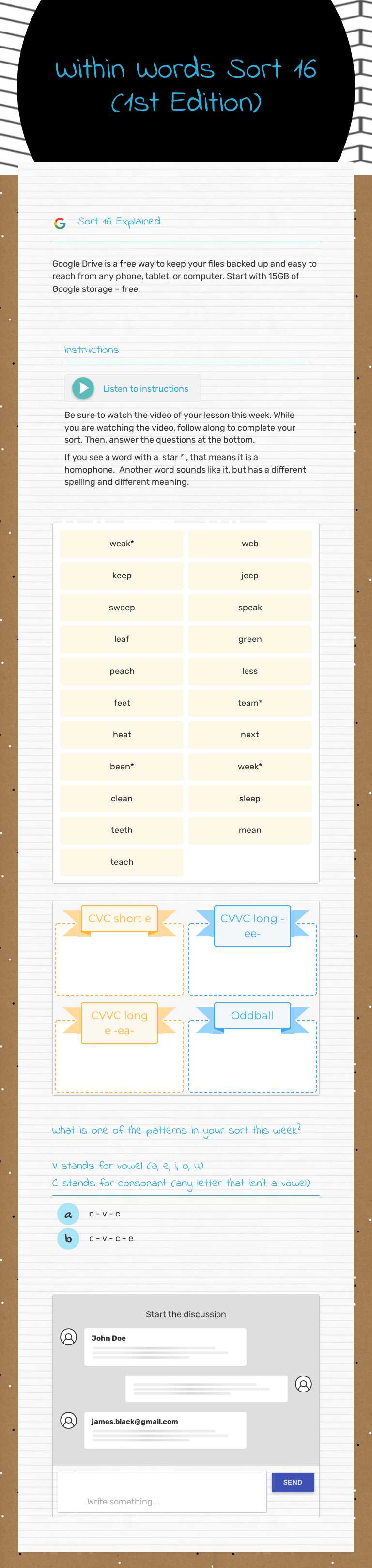 Within Words
Sort 16
(1st Edition) worksheet preview image