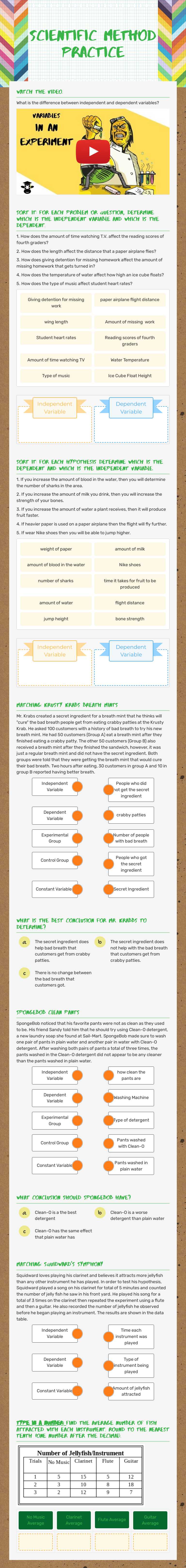 Scientific Method Practice worksheet preview image