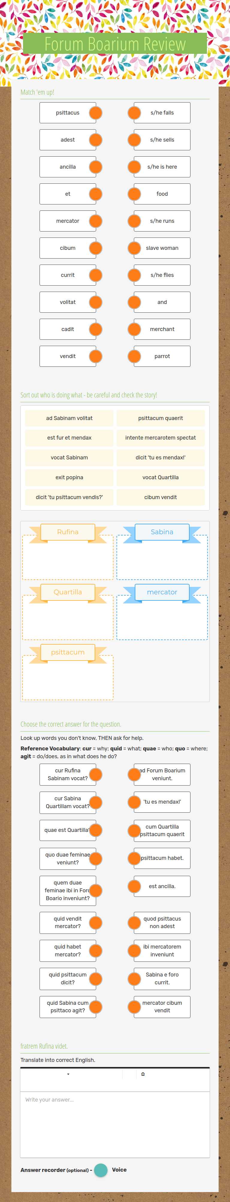 Forum Boarium Review worksheet preview image
