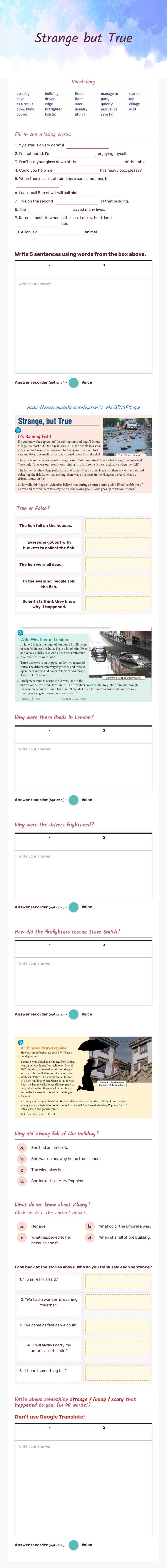 Strange but True worksheet preview image
