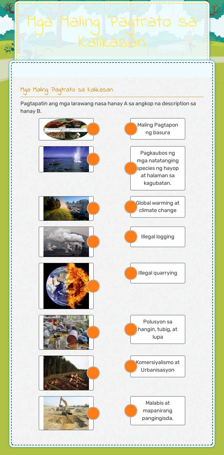 Mga Maling Pagtrato sa Kalikasan worksheet preview image