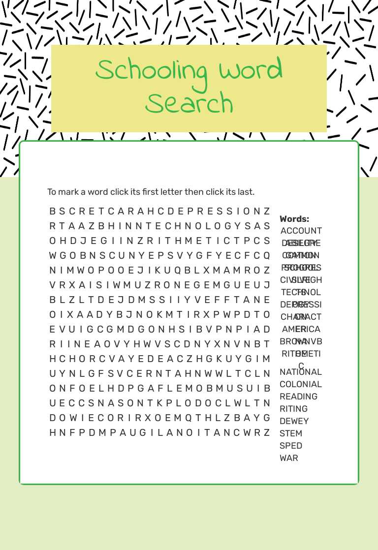 Schooling Word Search worksheet preview image