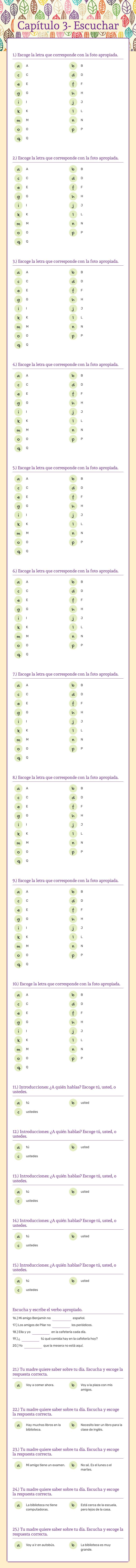Capítulo 3- Escuchar worksheet preview