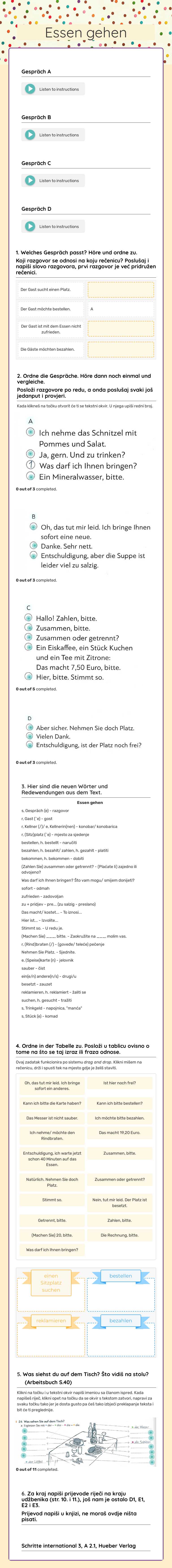 Essen gehen worksheet preview image