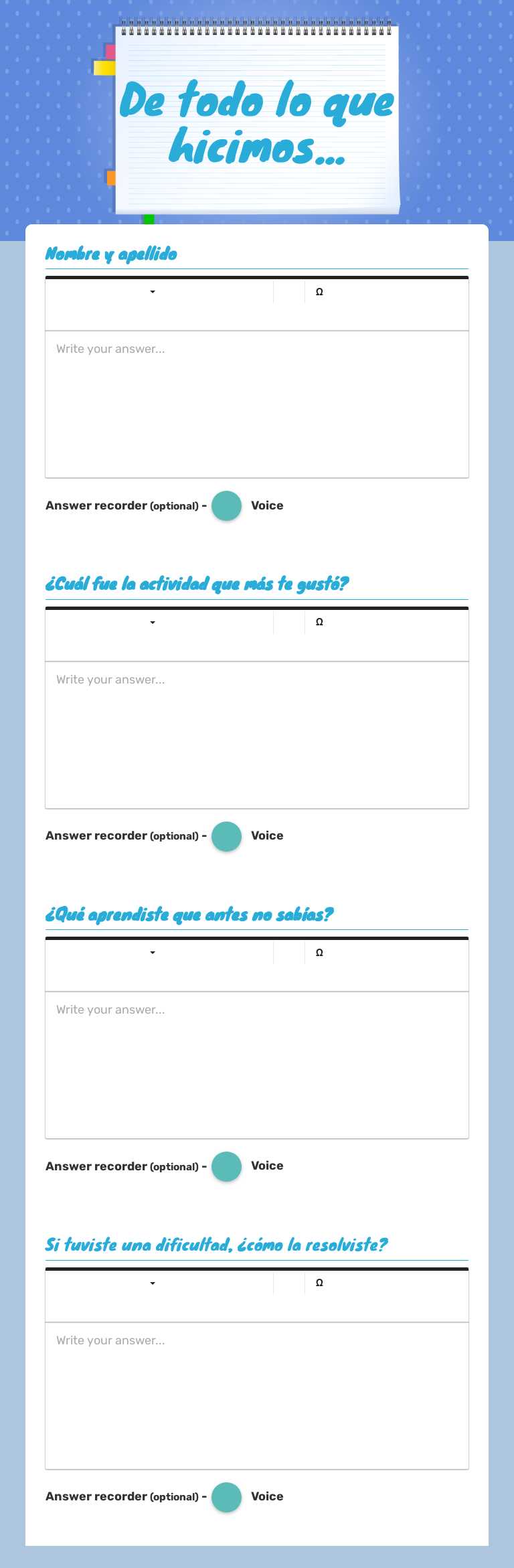 De todo lo que hicimos... Grade 3 worksheet preview