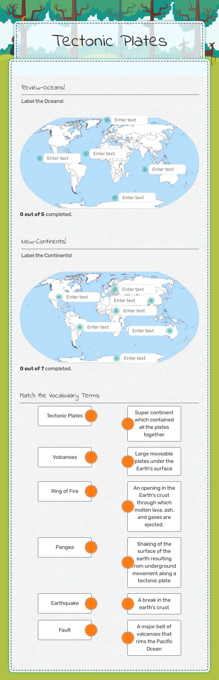 Tectonic Plates worksheet preview