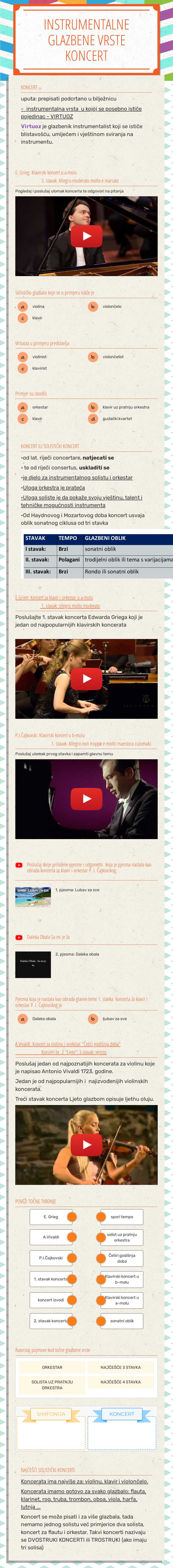 INSTRUMENTALNE GLAZBENE VRSTE
 KONCERT worksheet preview image