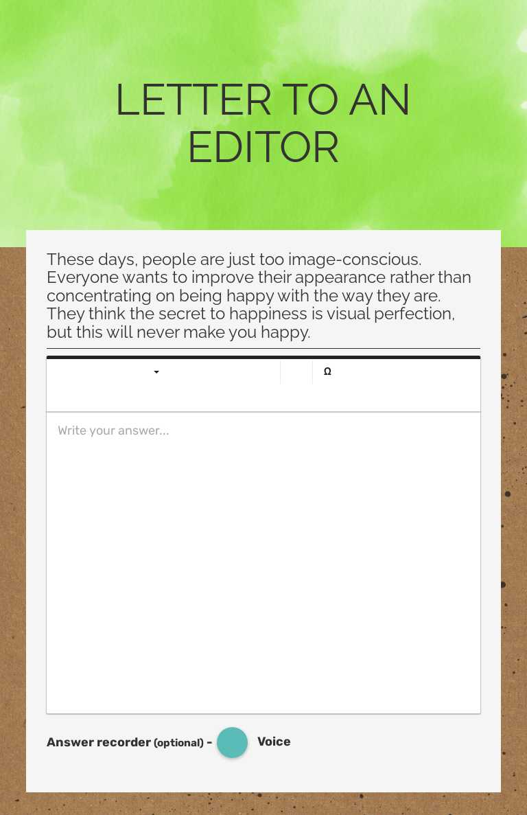 LETTER TO AN EDITOR worksheet preview image