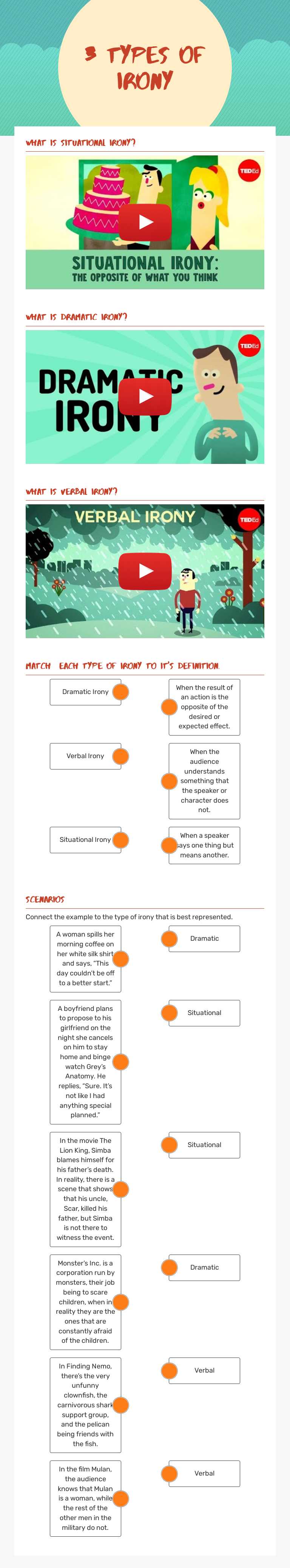3 Types of IRONY worksheet preview image