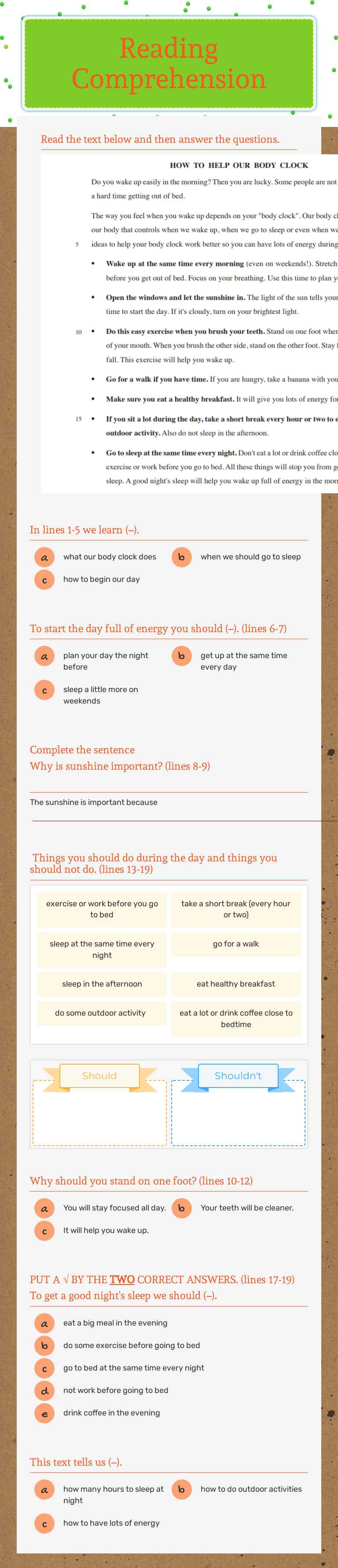 Reading Comprehension worksheet preview image