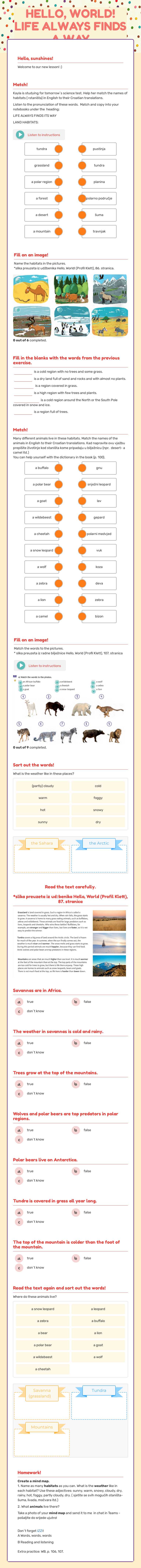 HELLO, WORLD! 
LIFE ALWAYS FINDS A WAY worksheet preview image