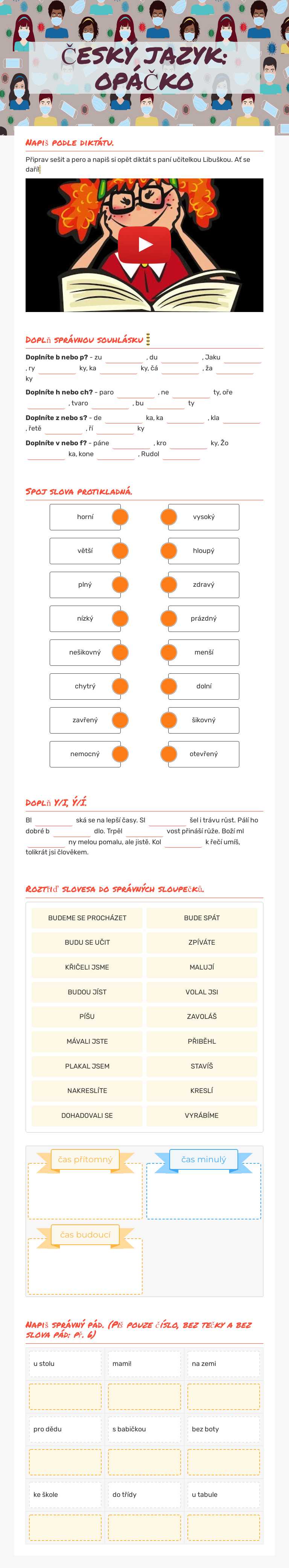 ČESKÝ JAZYK: OPÁČKO Grade 3 worksheet preview