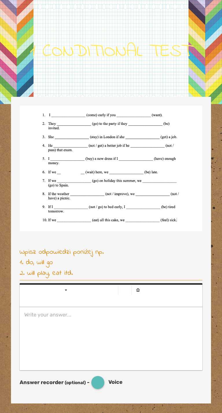 1 CONDITIONAL TEST worksheet preview image