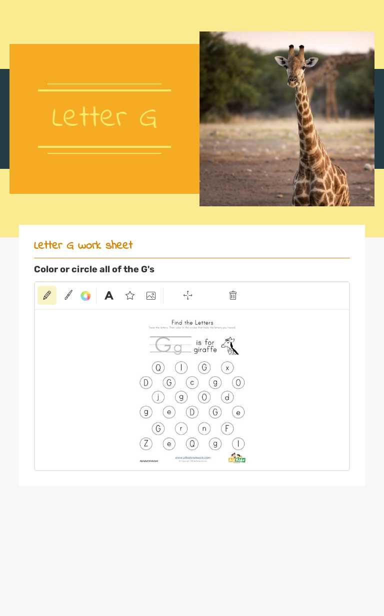 Letter G Preschool worksheet preview