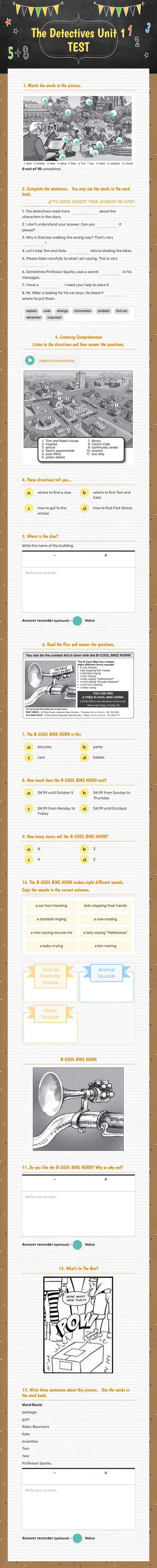The Detectives Unit 1 TEST Grade 6 worksheet preview