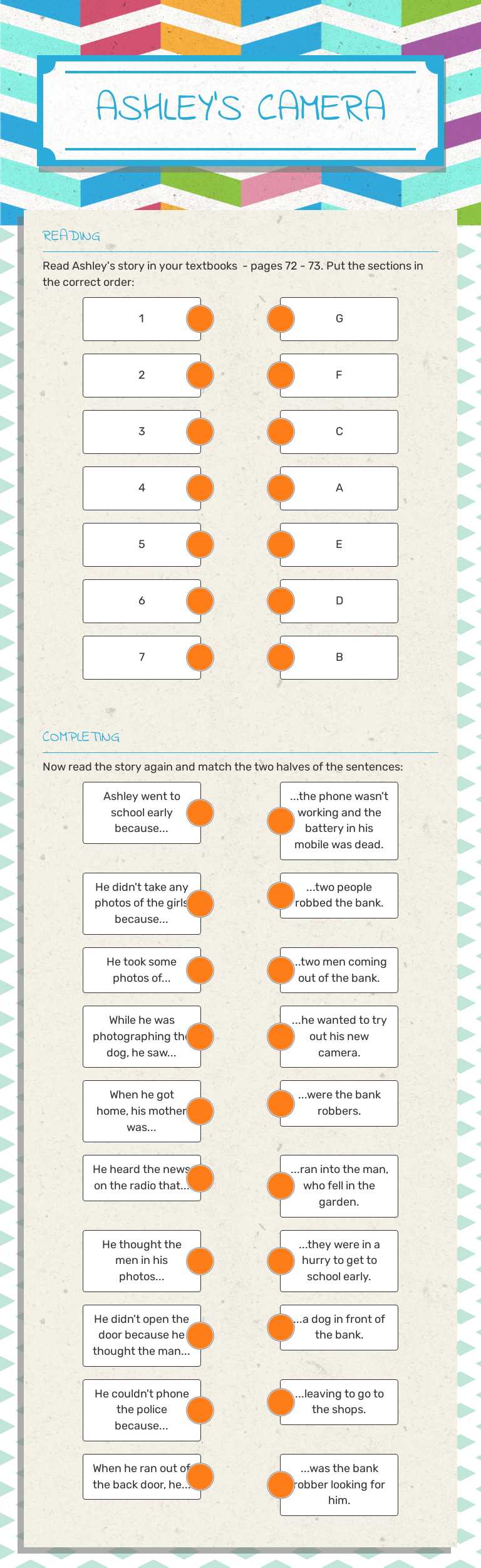 ASHLEY'S CAMERA worksheet preview image