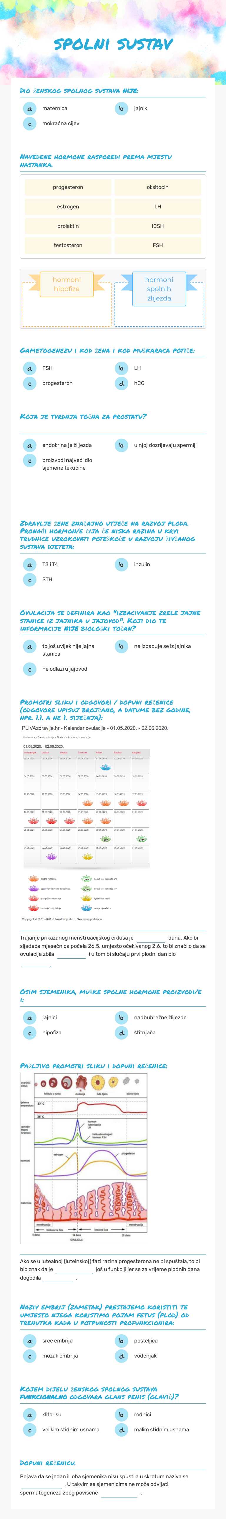 spolni sustav worksheet preview image