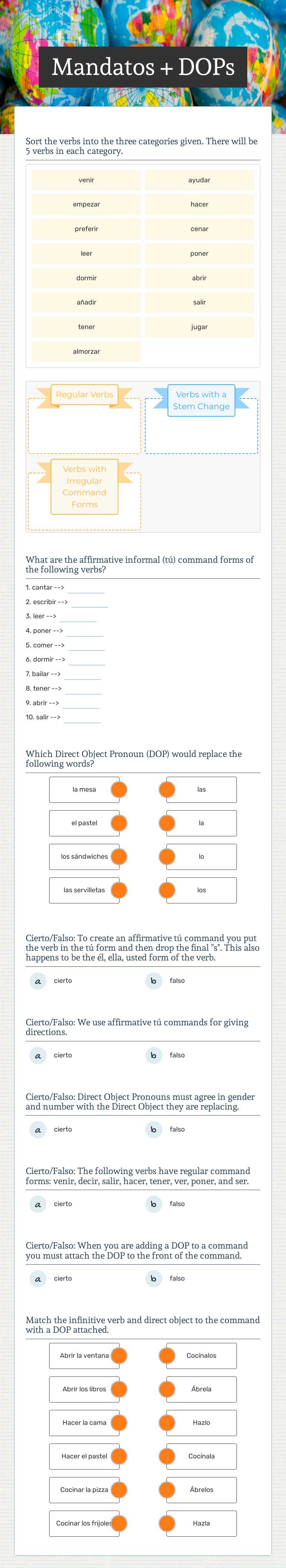Mandatos + DOPs Grade 8 worksheet preview