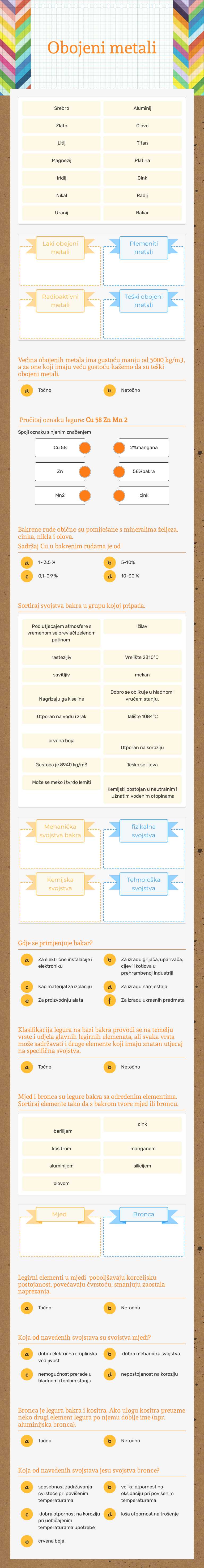 Obojeni metali worksheet preview image