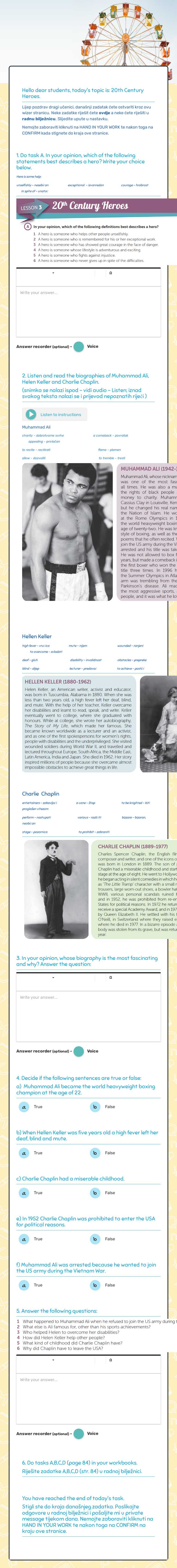 2OTH CENTURY HEROES worksheet preview image