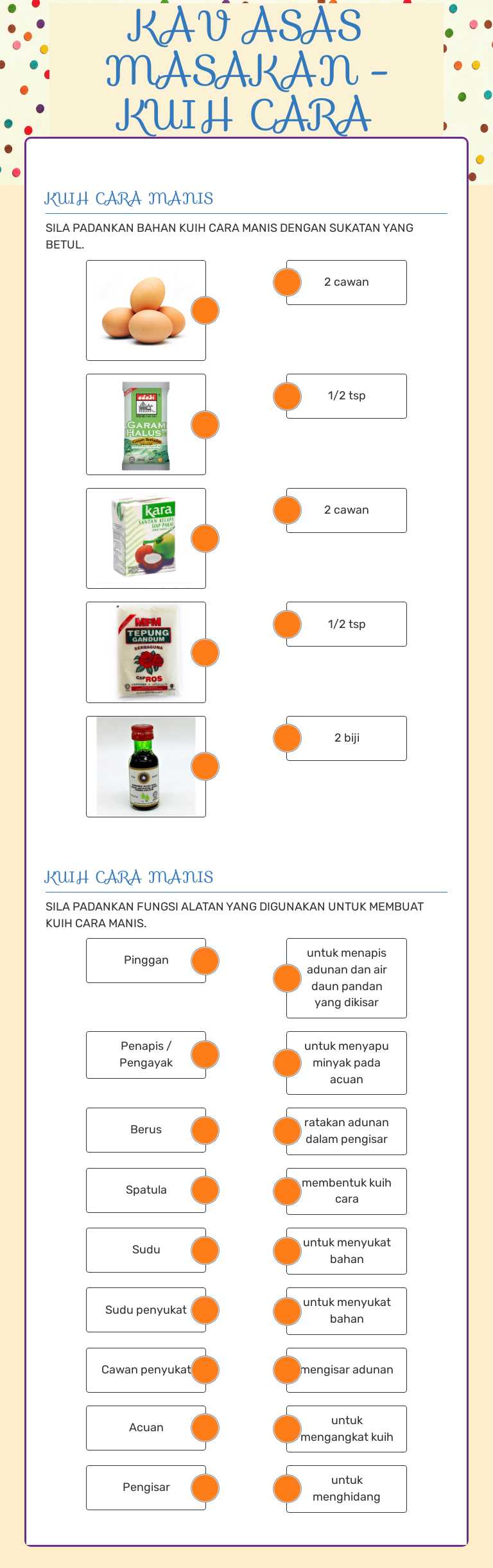 KAV ASAS MASAKAN - KUIH CARA MANIS worksheet preview image