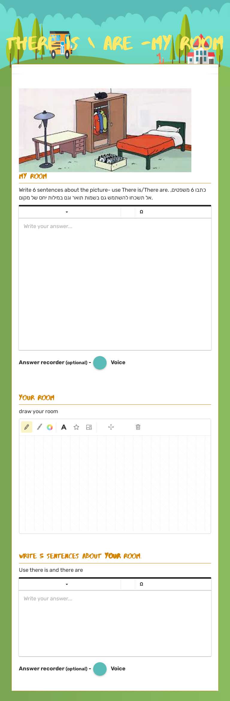 There is \ are -my room Grade 4 worksheet preview