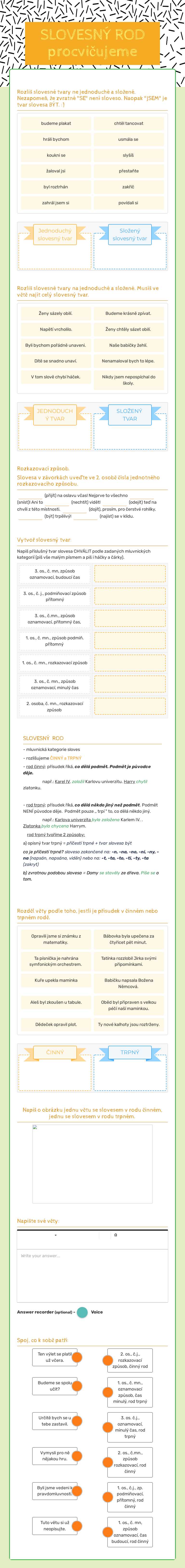 SLOVESNÝ ROD procvičujeme worksheet preview image