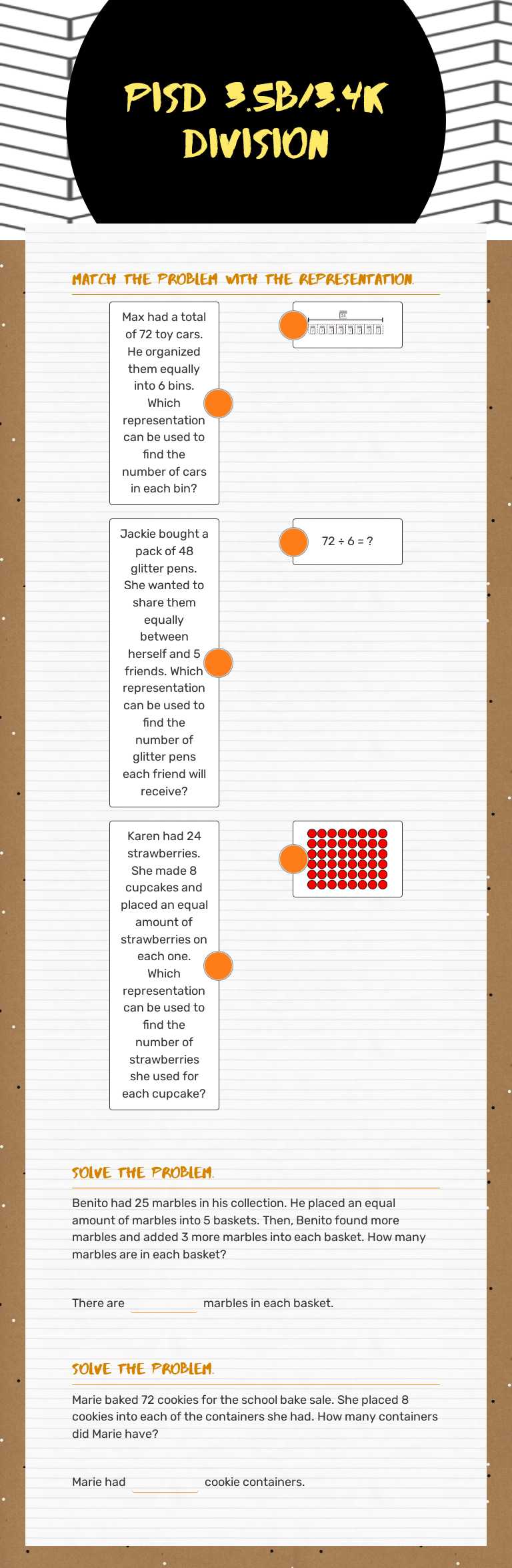 PISD 3.5B/3.4K Division worksheet preview image
