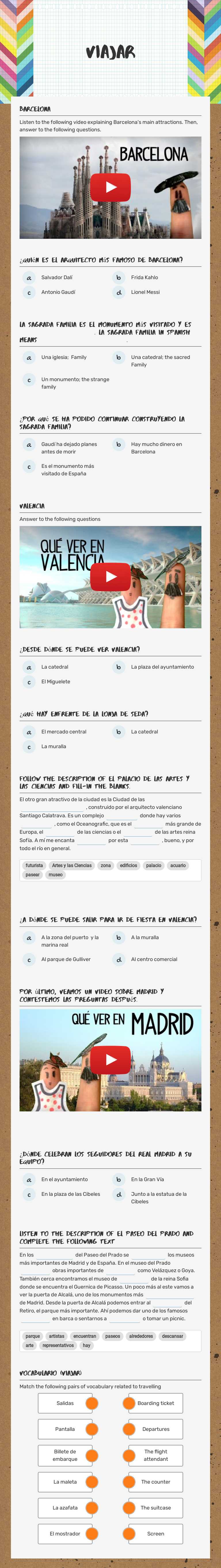 Viajar worksheet preview image