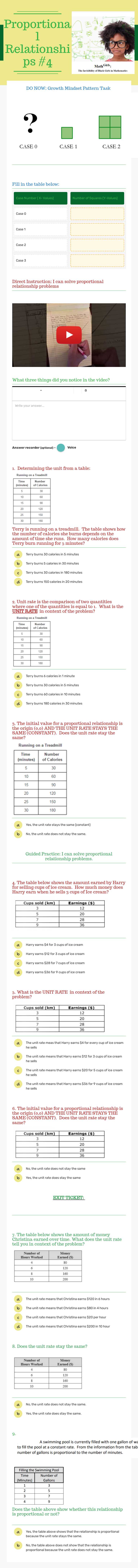 Proportional Relationships #4 worksheet preview image