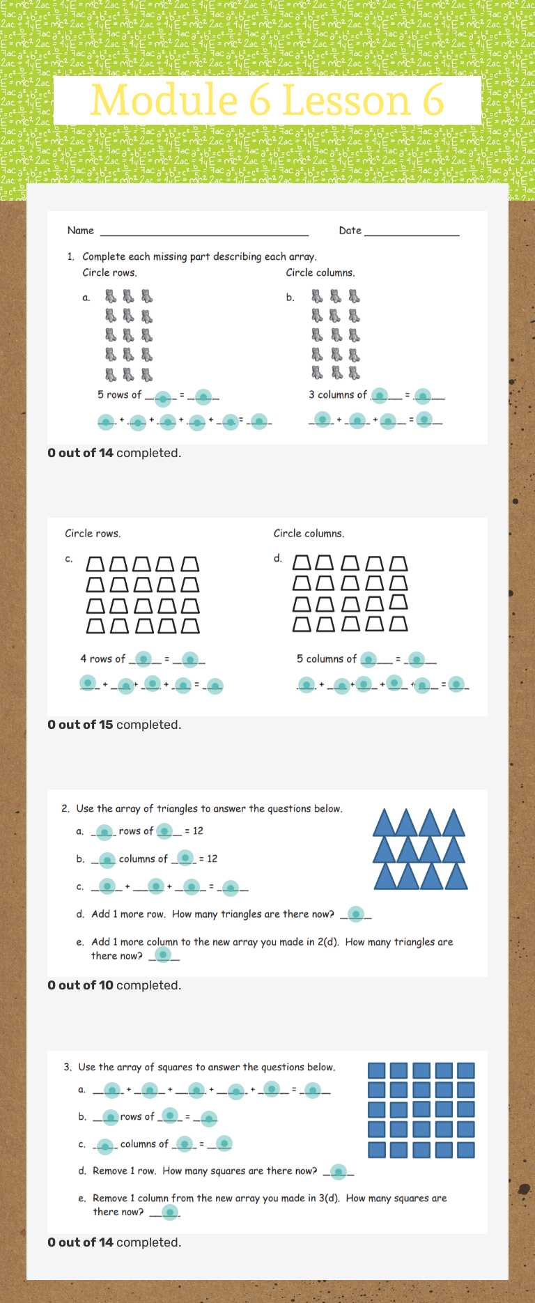 Module 6 Lesson 6 worksheet preview image