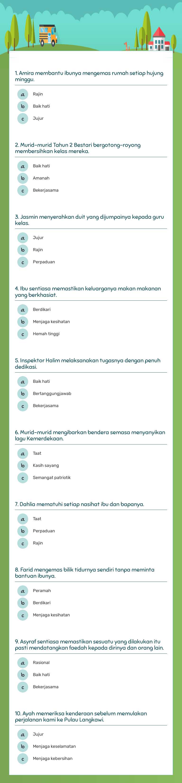 NILAI MURNI worksheet preview image