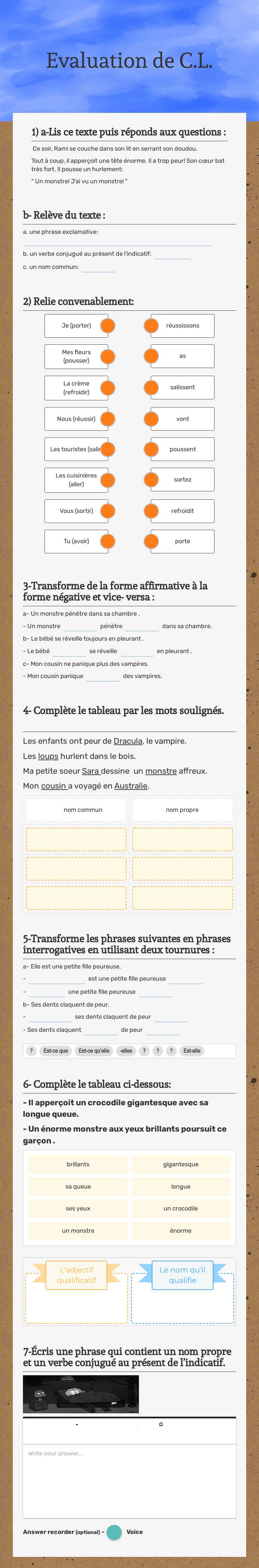 Evaluation de C.L. worksheet preview image