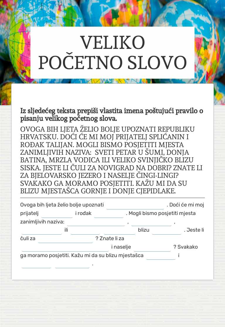 VELIKO POČETNO SLOVO worksheet preview image